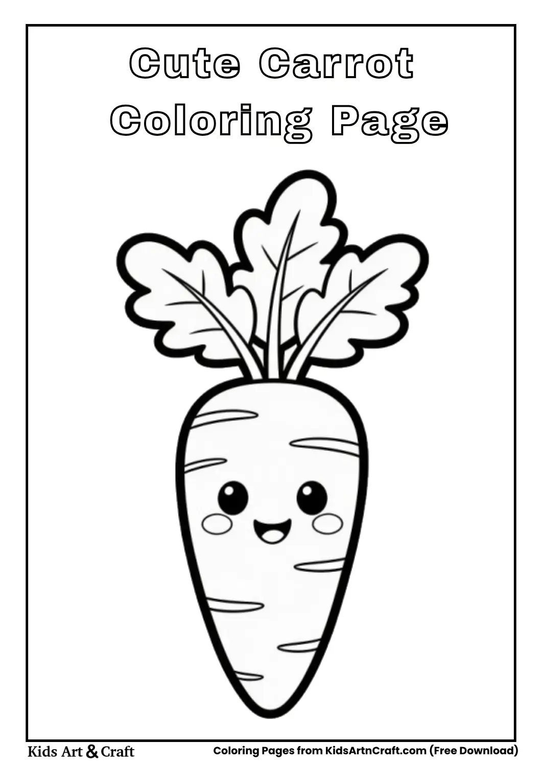 Cartoon carrot with smile coloring sheet
