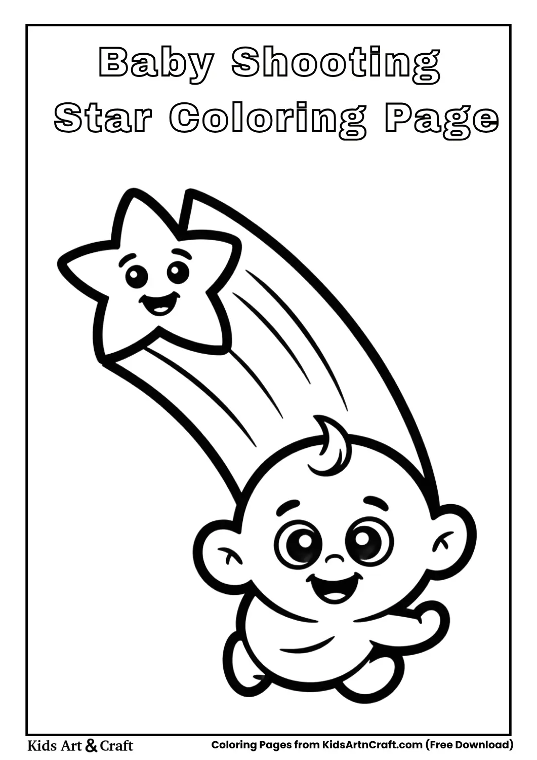 Baby-style shooting star coloring page for kids