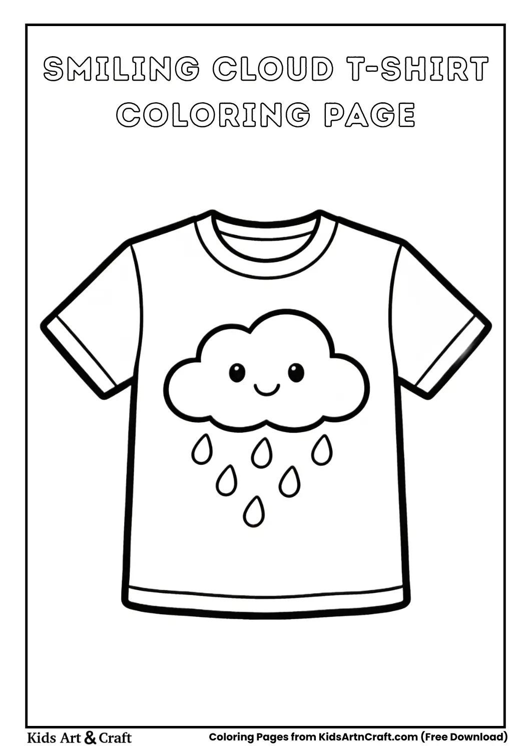 Black and white cloud T-shirt coloring page