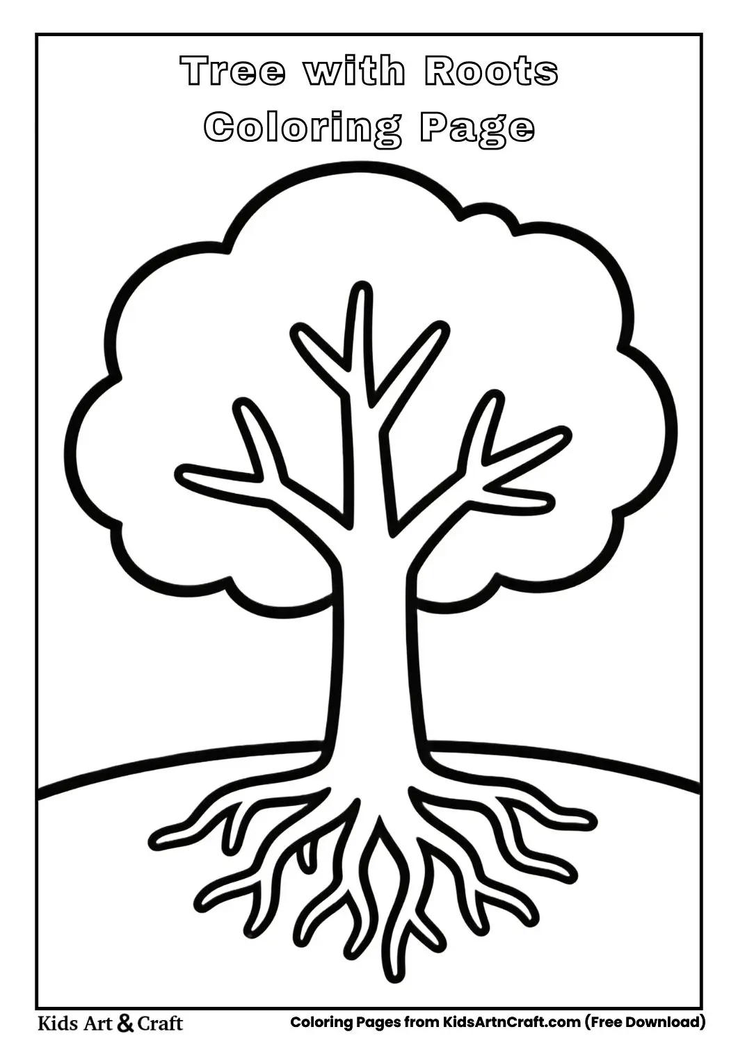 Tree with visible roots coloring page