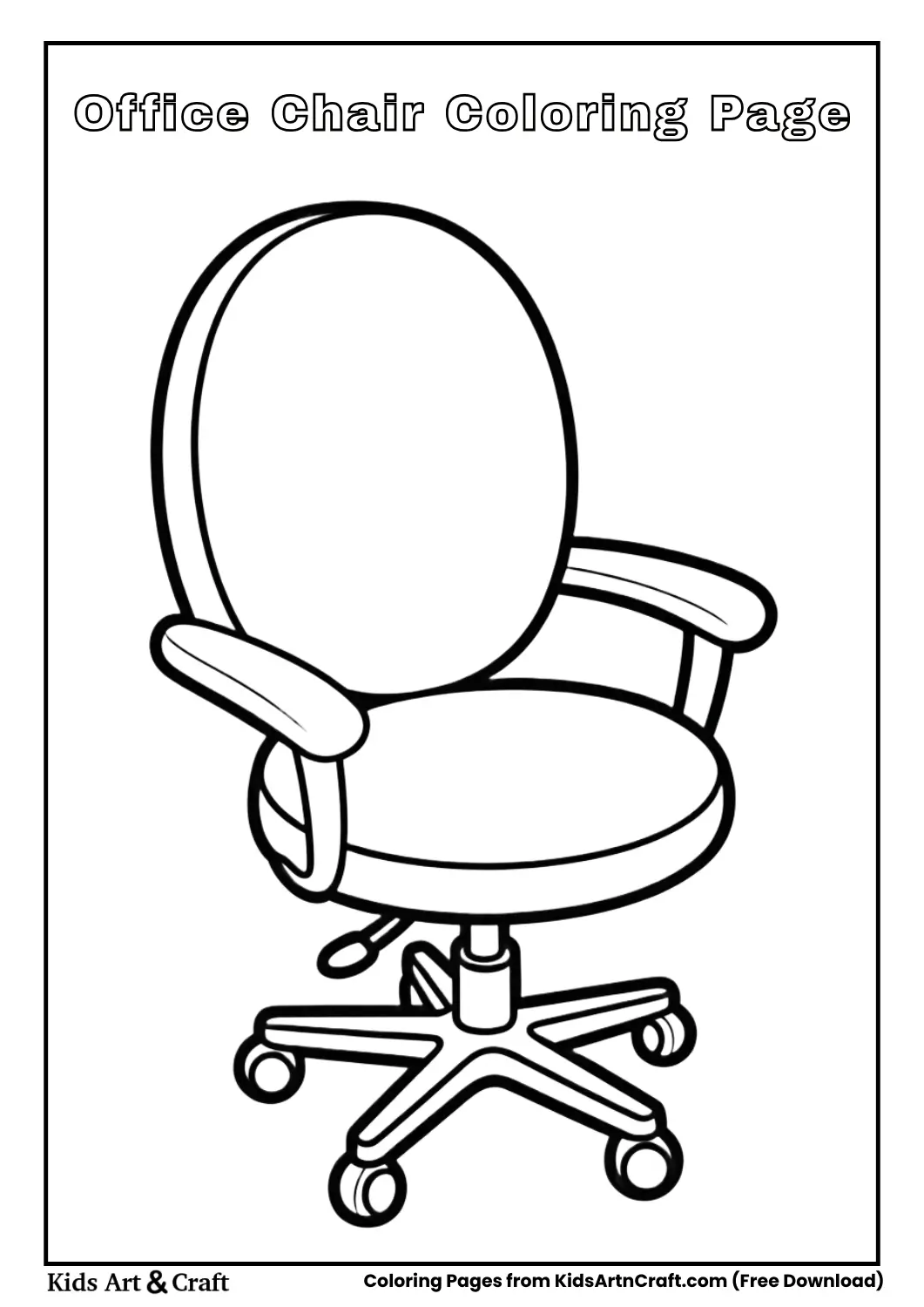 Office chair black and white coloring page for kids