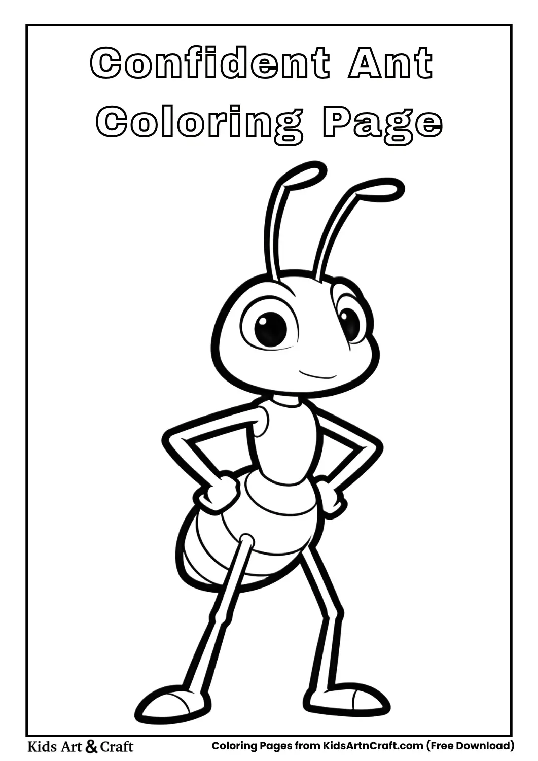 Confident ant hands on hips coloring page