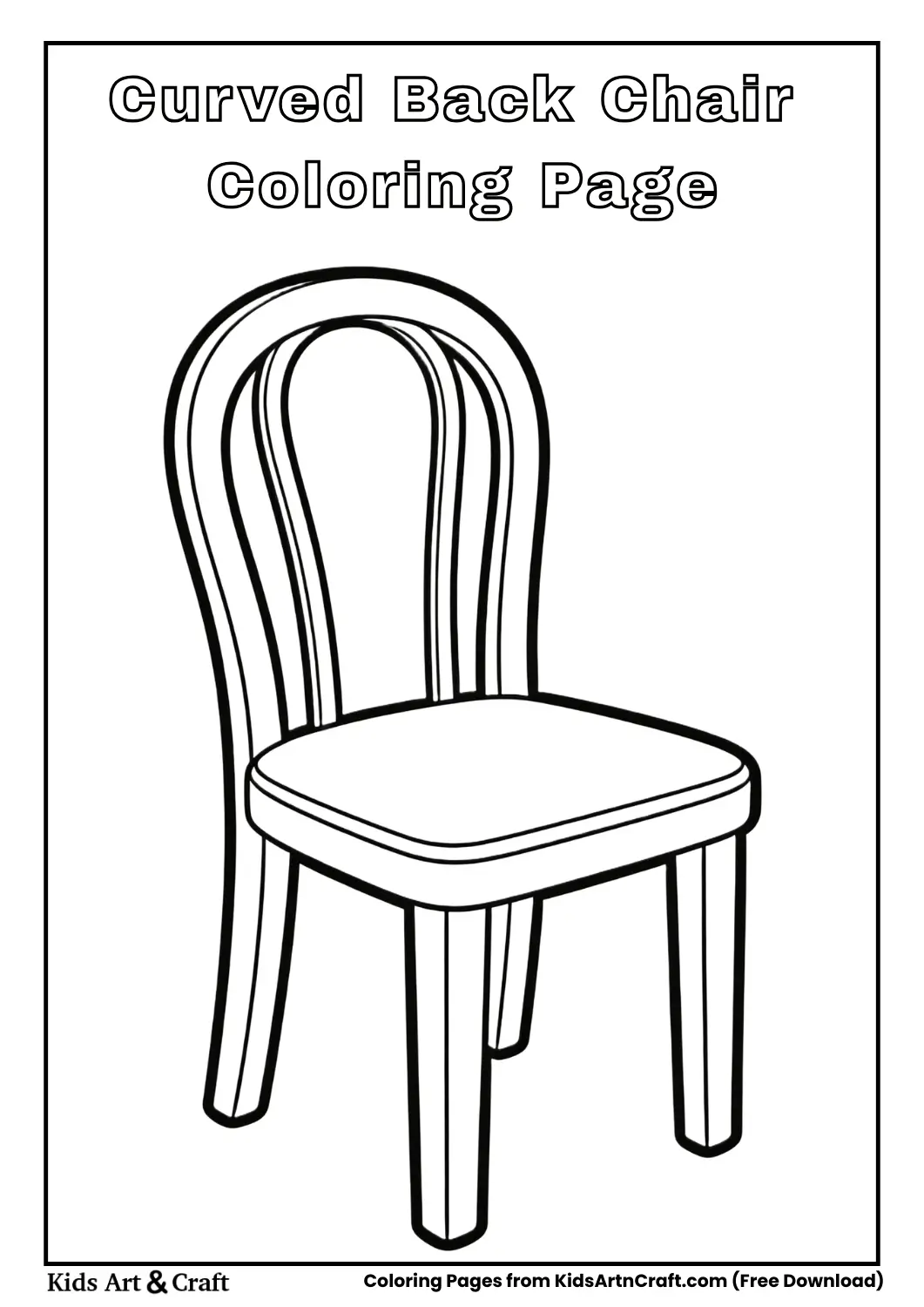 Curved back chair black and white coloring page