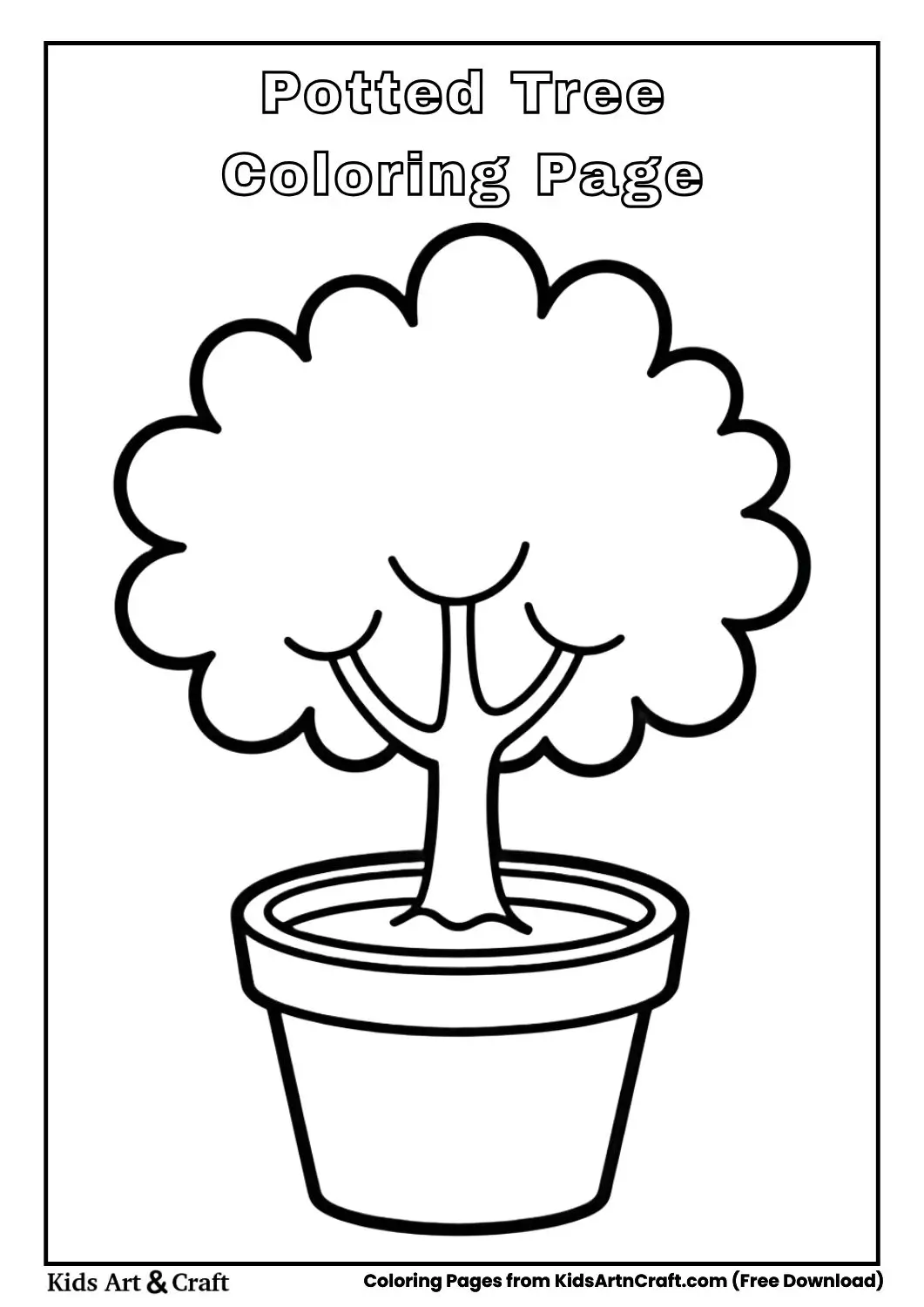 Small tree in pot coloring page