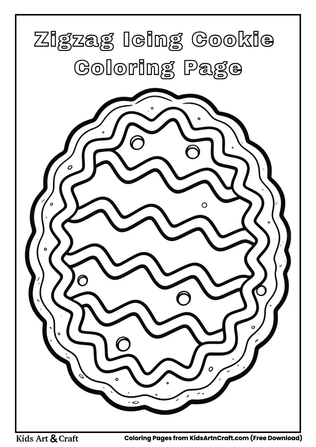 Cookie with zigzag icing coloring page