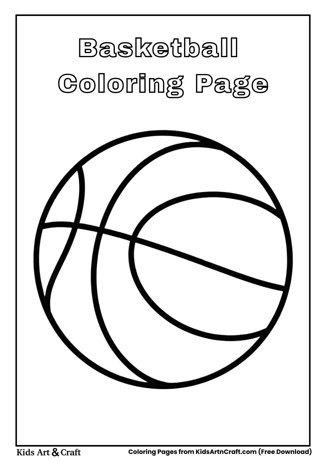 Easy basketball black and white coloring page for children