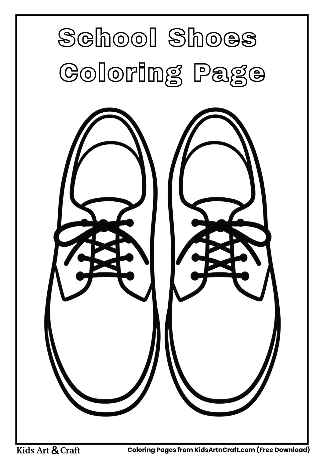Simple school shoes black and white coloring page
