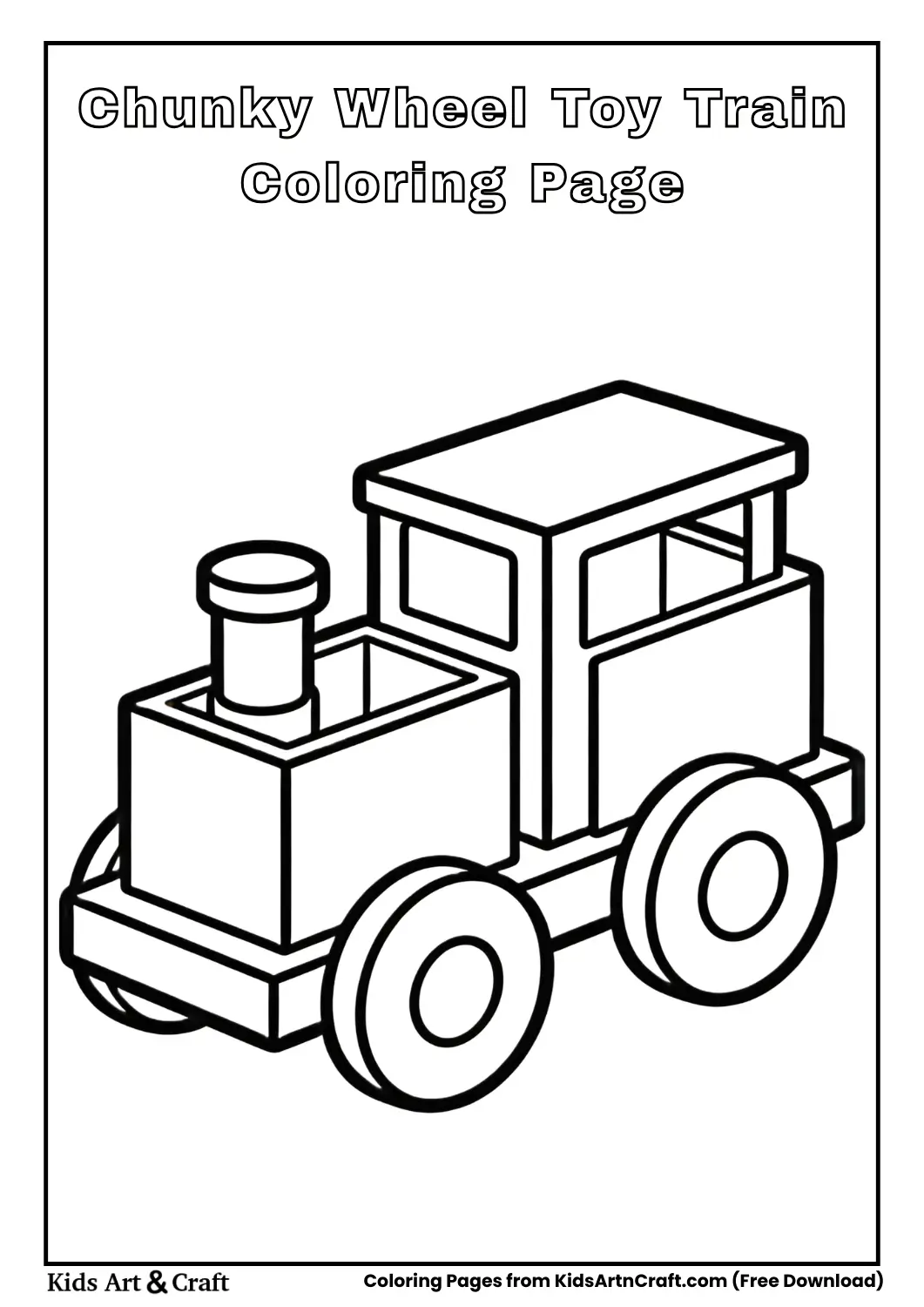 Toy train with chunky wheels coloring page