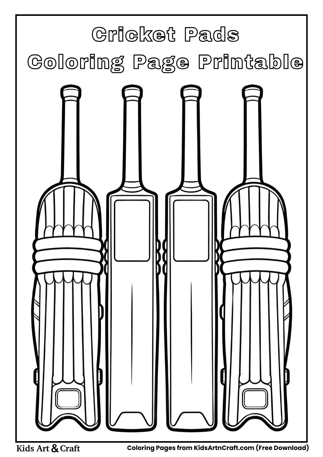 Cricket leg pads simple outline coloring page