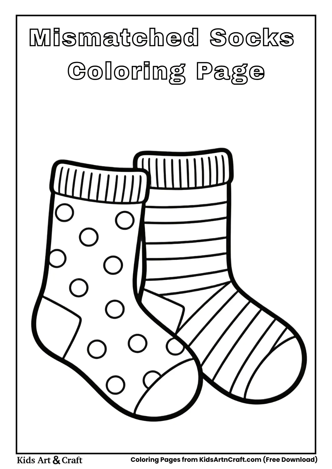 Mismatched socks coloring page for kids
