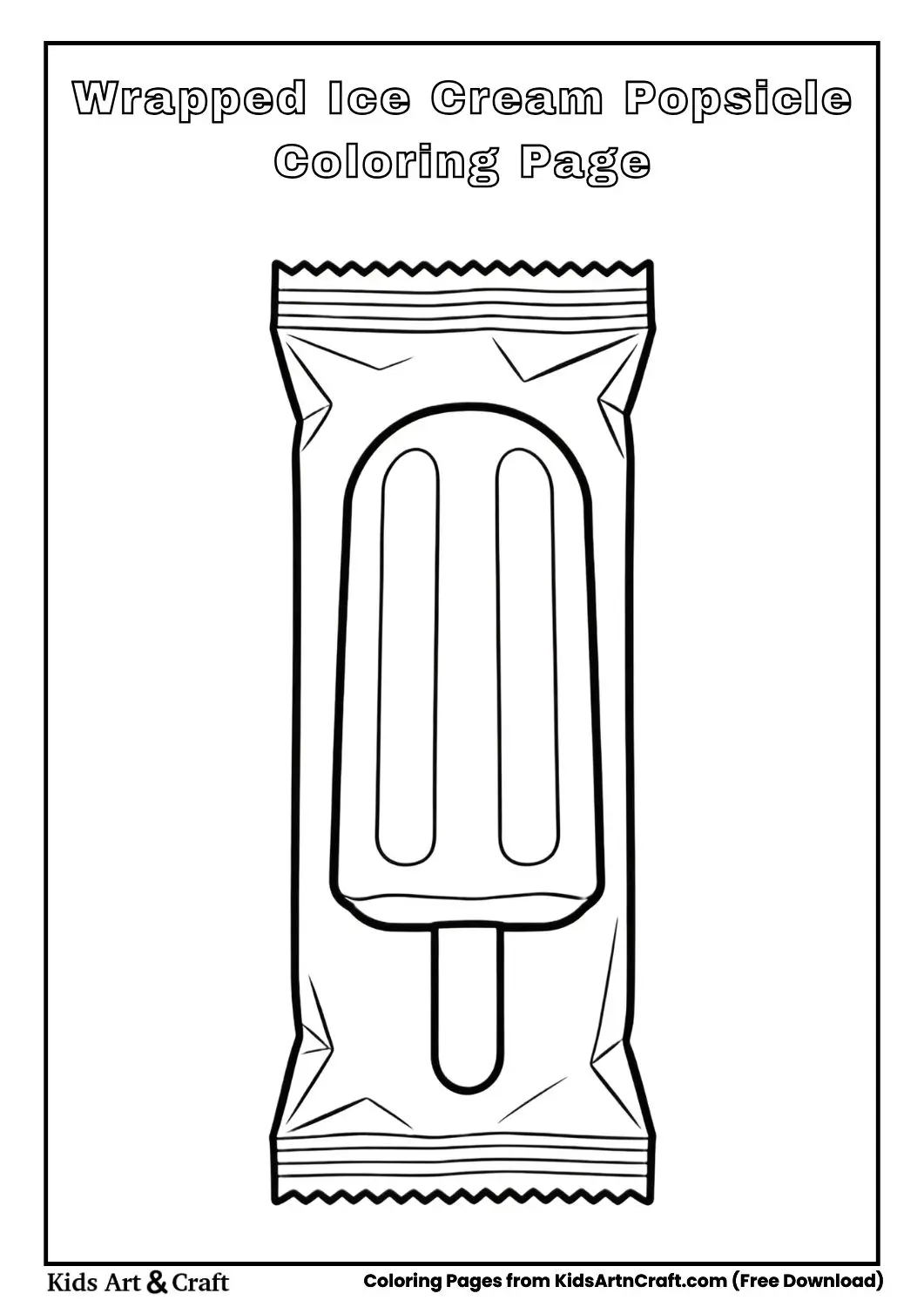 ice cream popsicle in wrapper coloring page