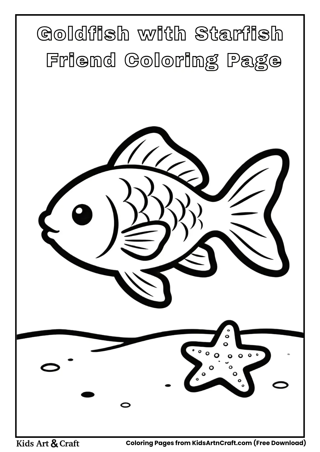 Goldfish with starfish friend coloring sheet