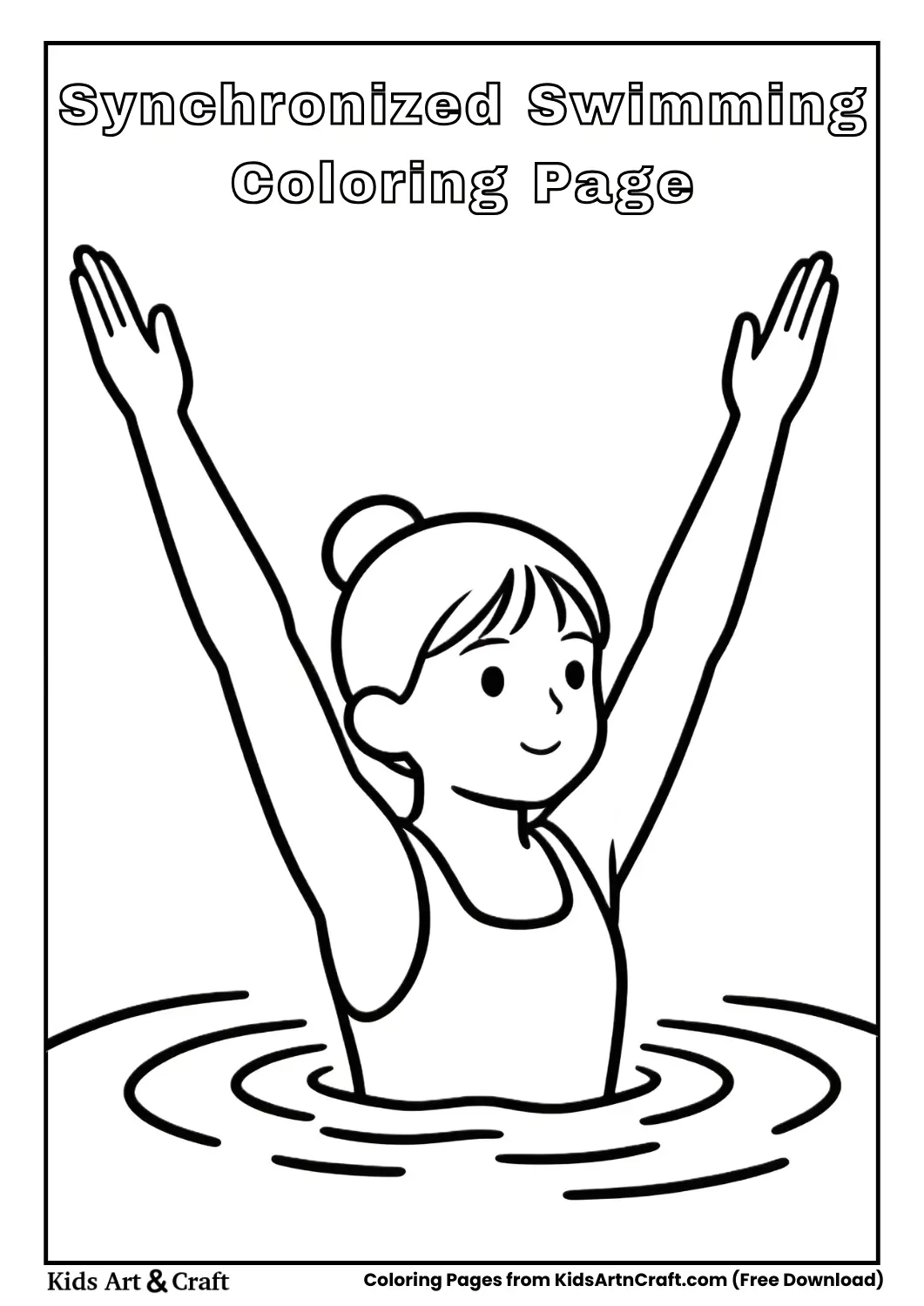 Child synchronized swimming pose coloring page