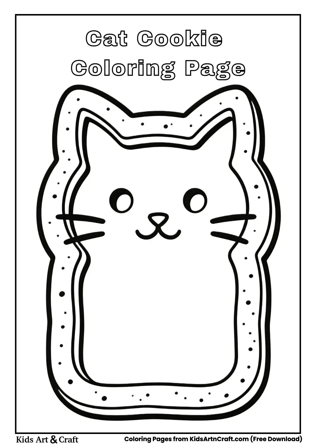 Cat face cookie coloring page for kids