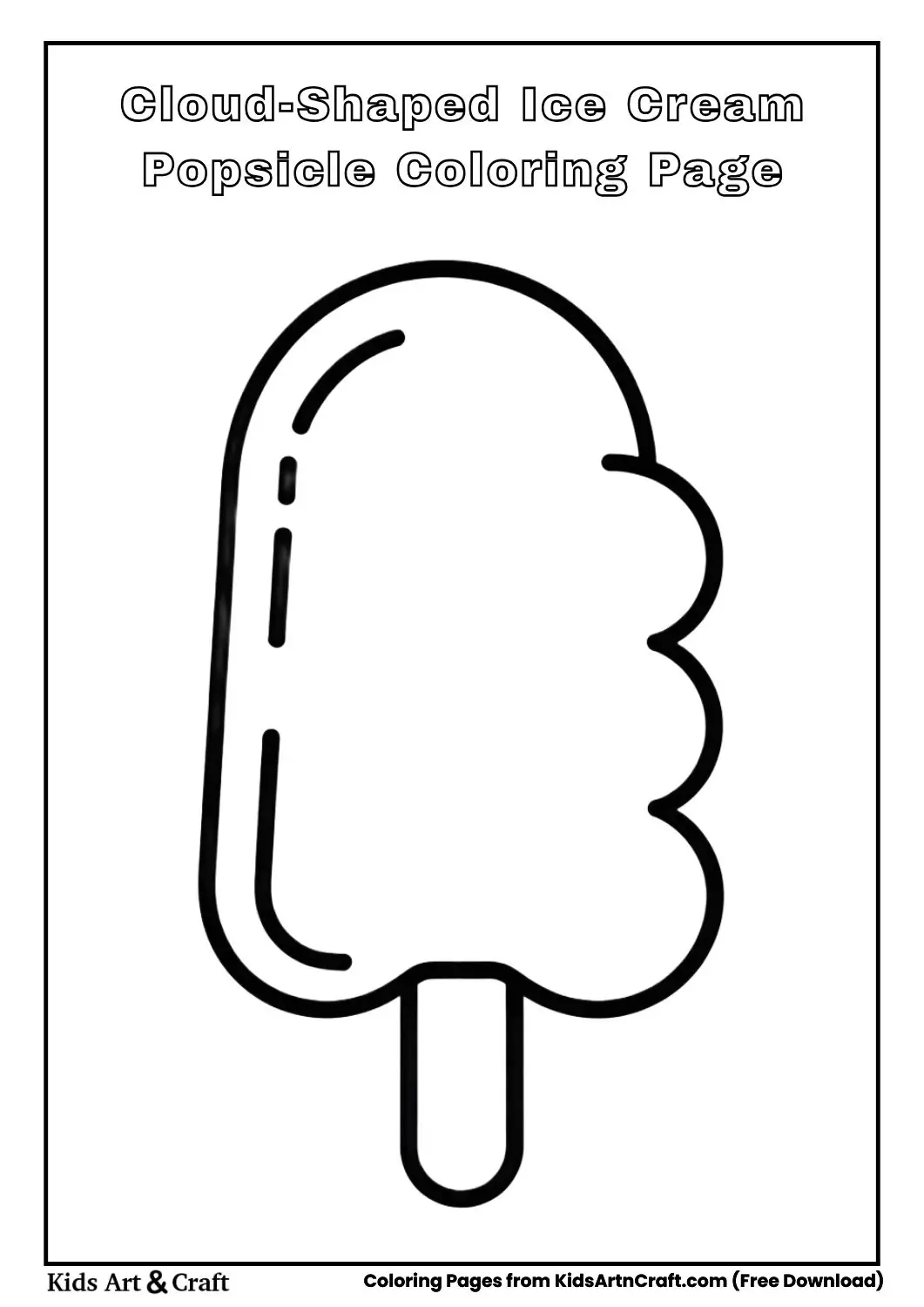 cloud shaped ice cream popsicle coloring page