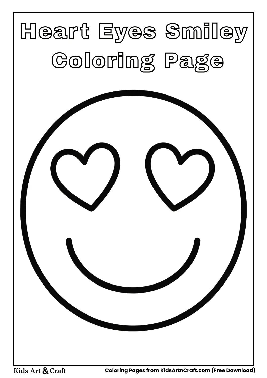 Smiley face with heart eyes coloring sheet