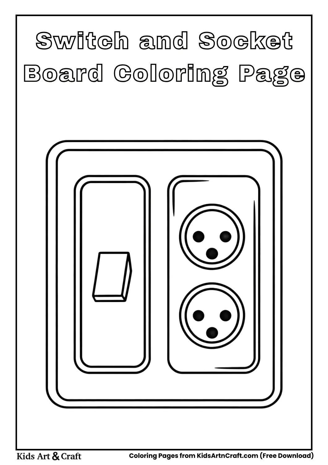 Switch board with one switch and one socket coloring page
