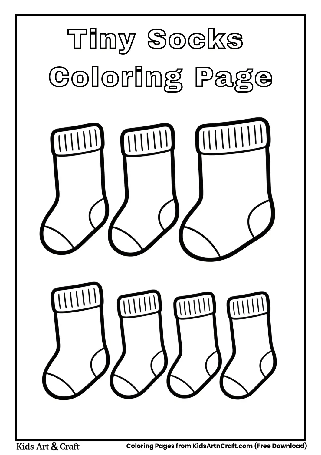 Small socks arranged in row coloring page