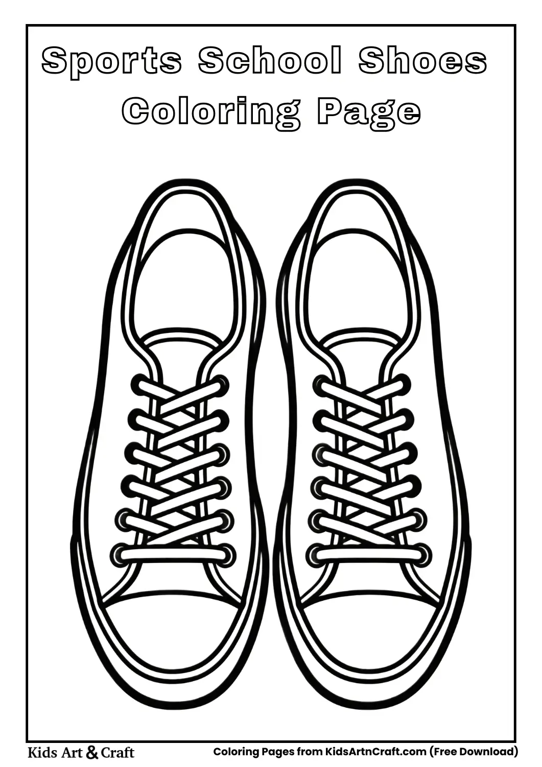 School sports shoes outline coloring page