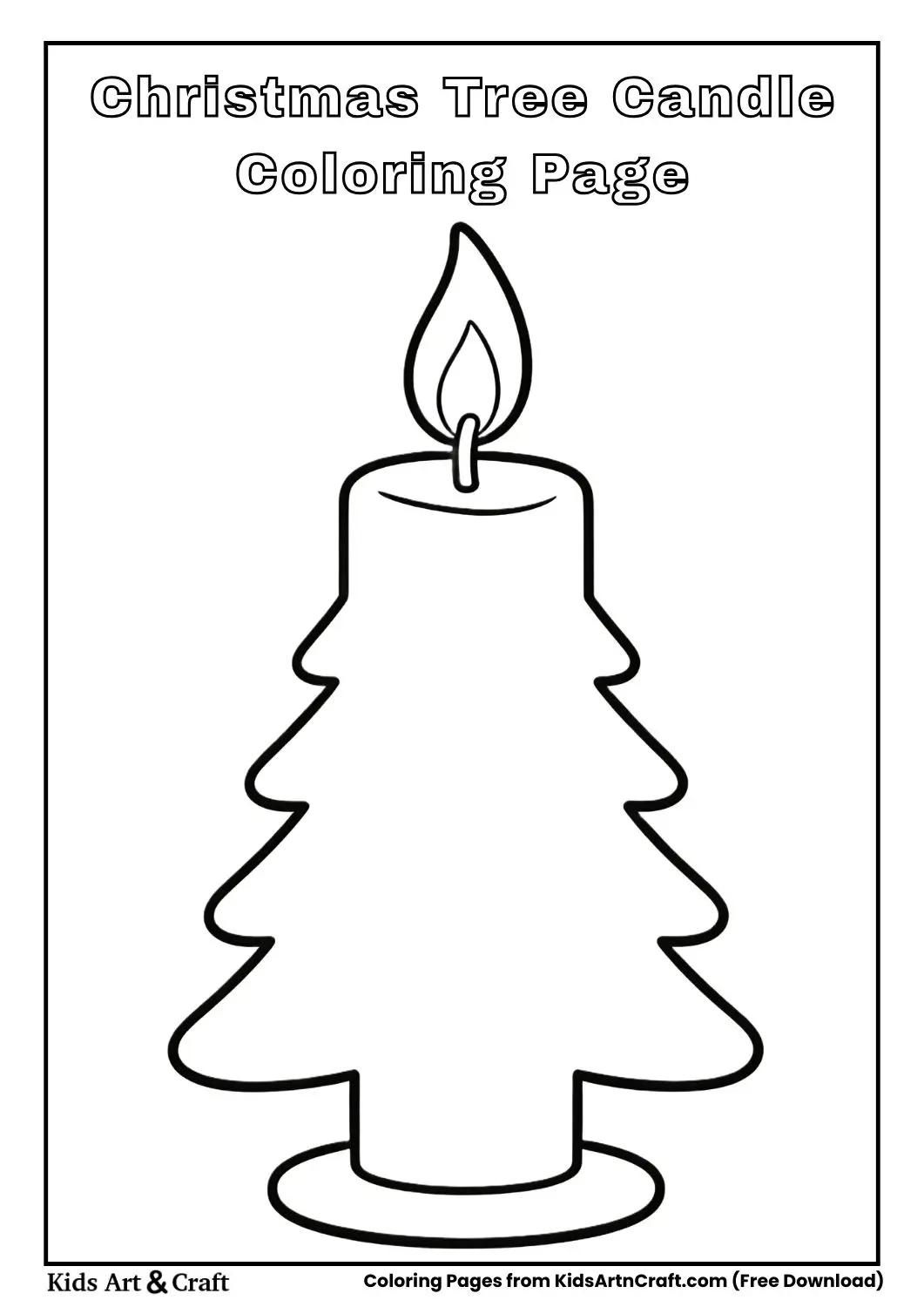 Candle shaped like a Christmas tree coloring page.