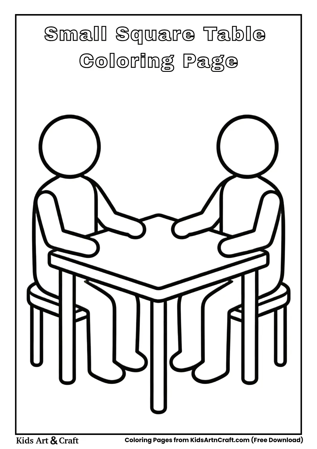 Small square table black and white coloring page