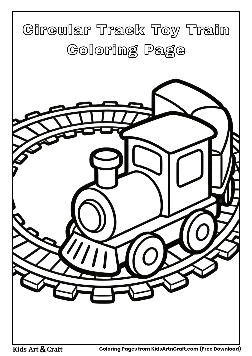 Toy train on circular track coloring page