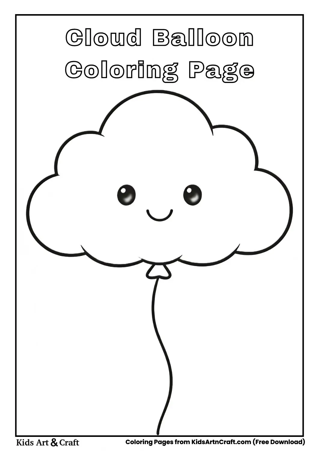Cloud-shaped balloon black and white coloring page