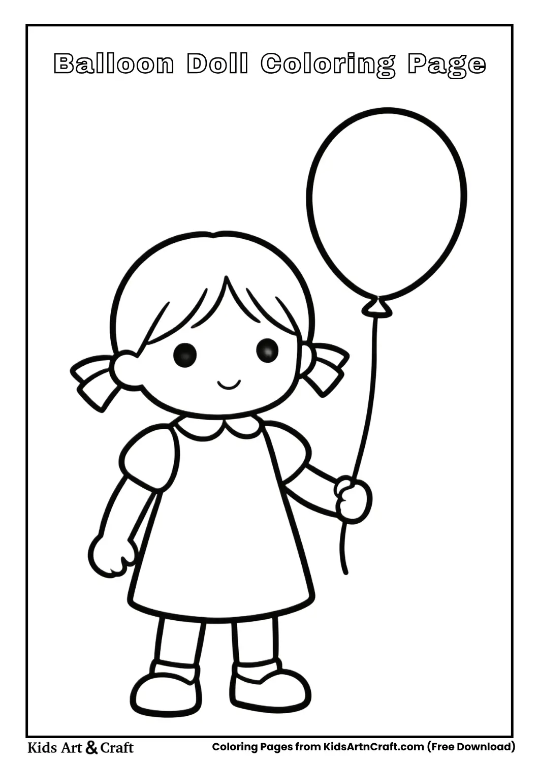 Doll holding balloon coloring page
