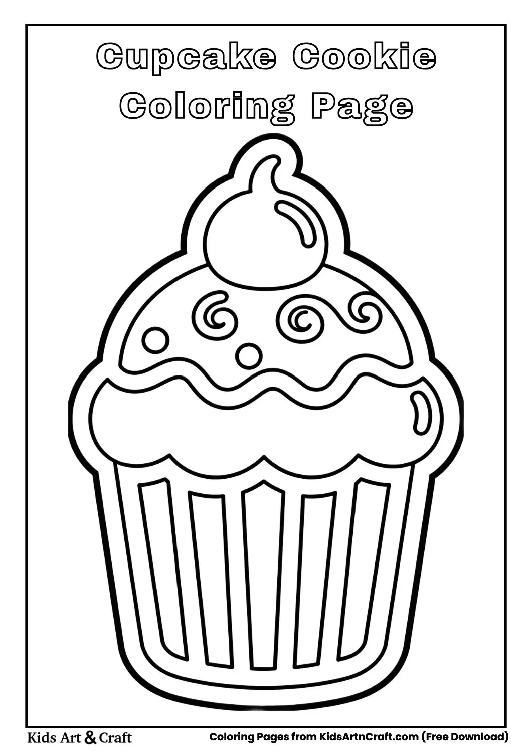 Cupcake shaped cookie coloring page