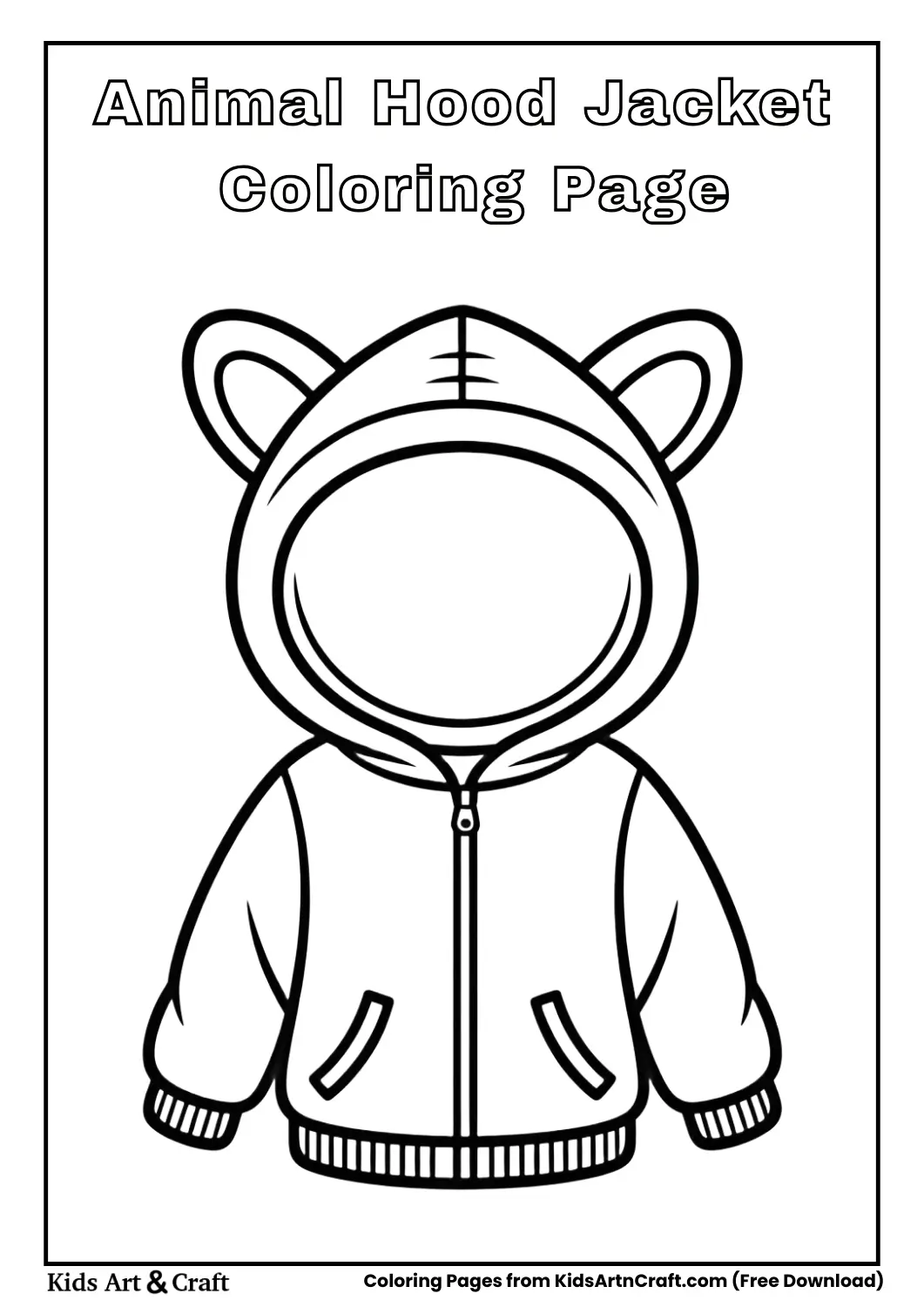 Jacket with animal ear hood coloring page