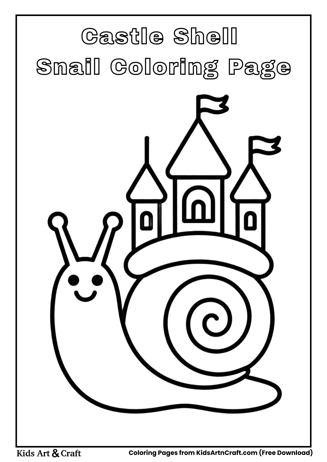 Fantasy snail with simple castle-shaped shell design