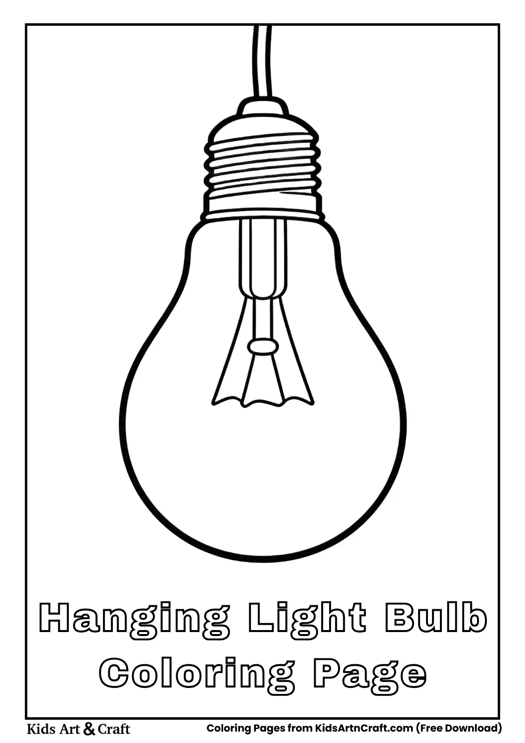 Simple hanging light bulb coloring page