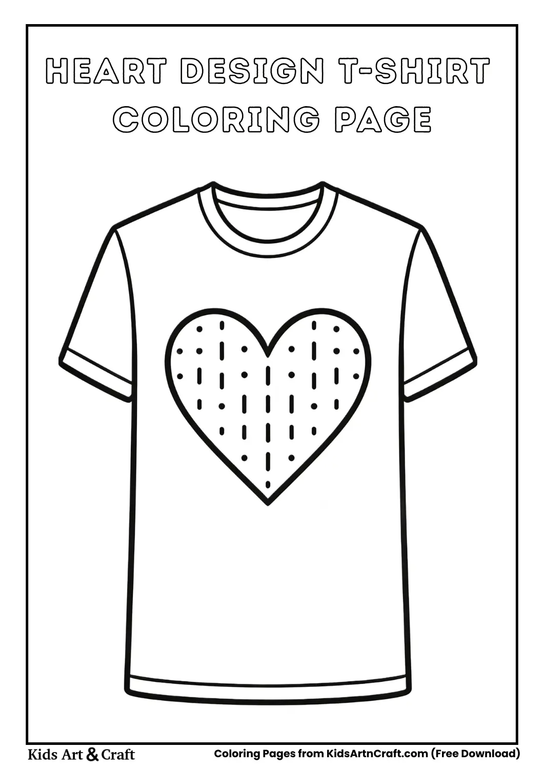 Black and white heart design T-shirt coloring page