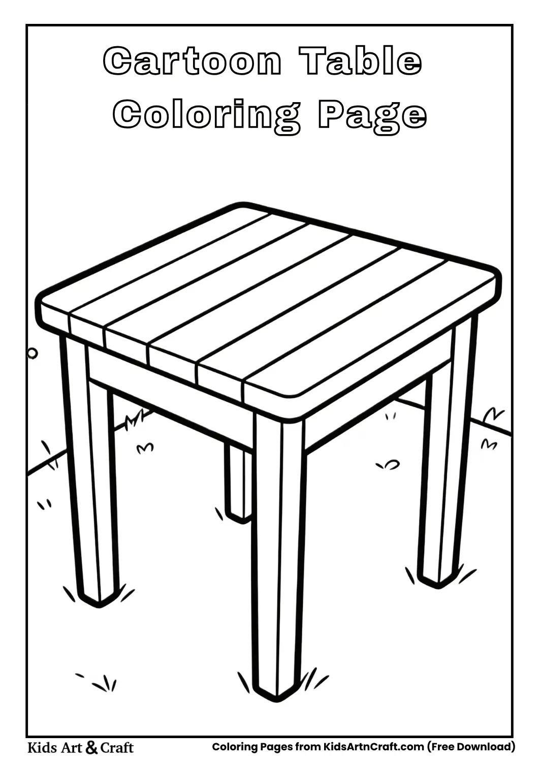 Smiling cartoon table coloring page for kids