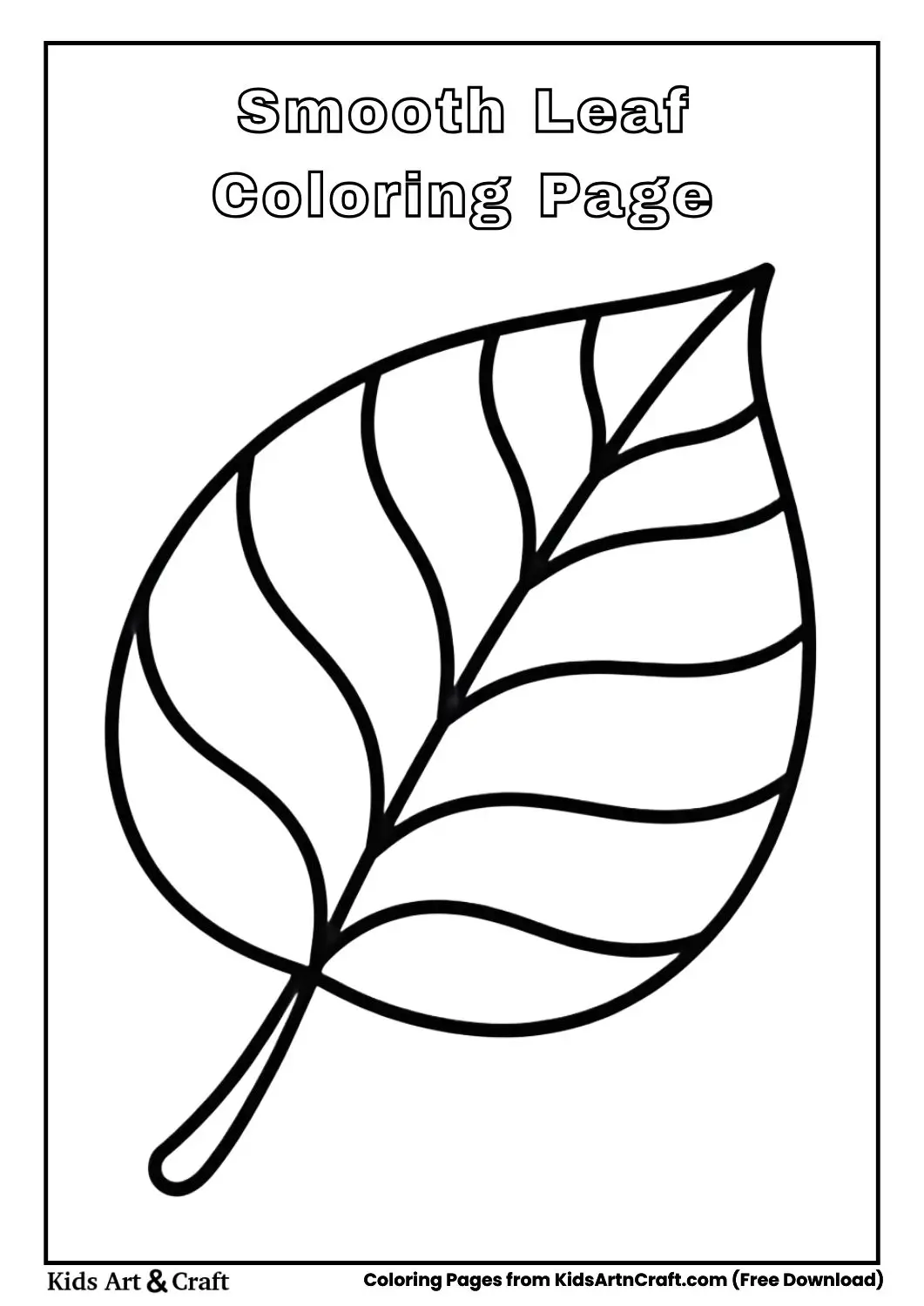 Big smooth edge leaf coloring page for kids
