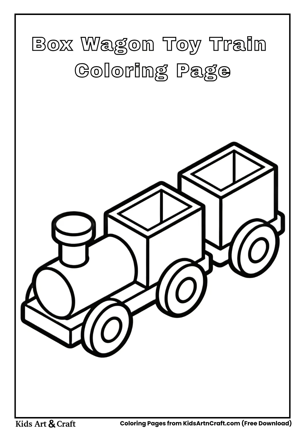 Toy train with box-shaped wagons coloring page