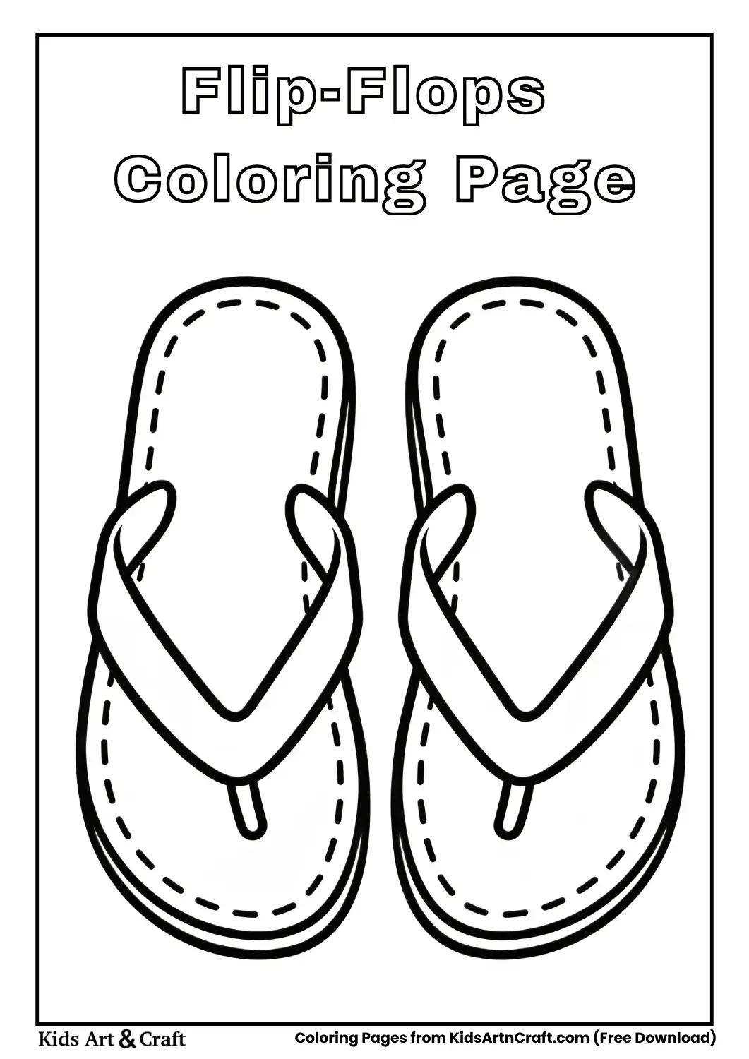 Flip flops outline coloring page for children