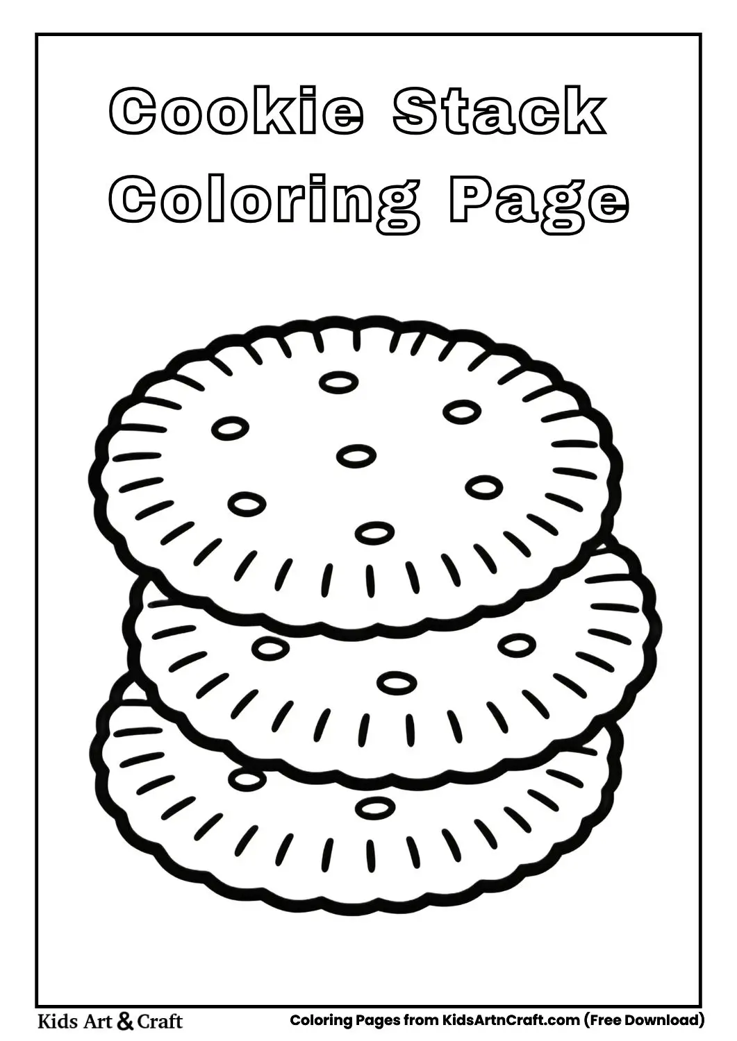 Stack of cookies coloring page for kids