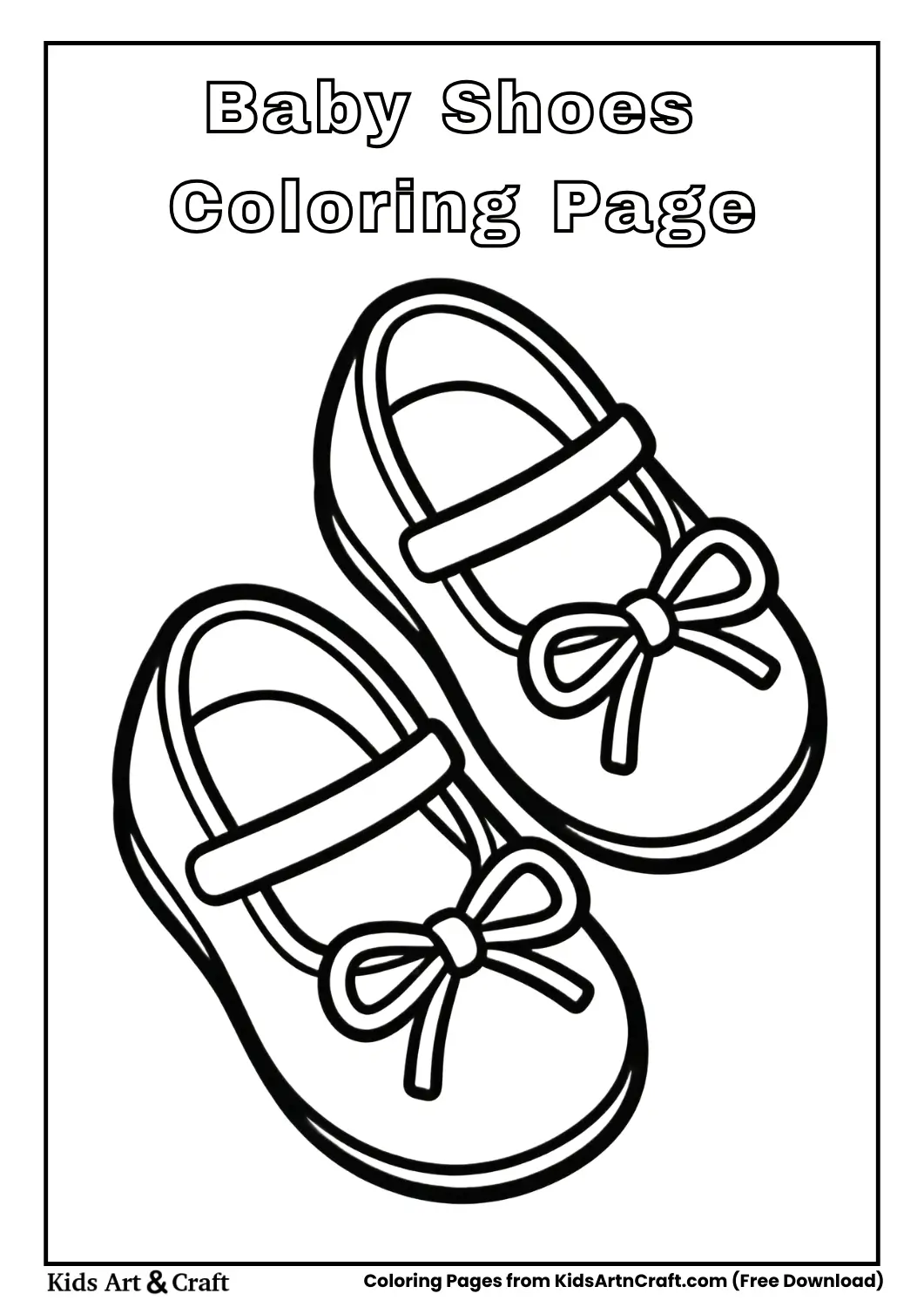 Cute baby shoes black and white coloring page