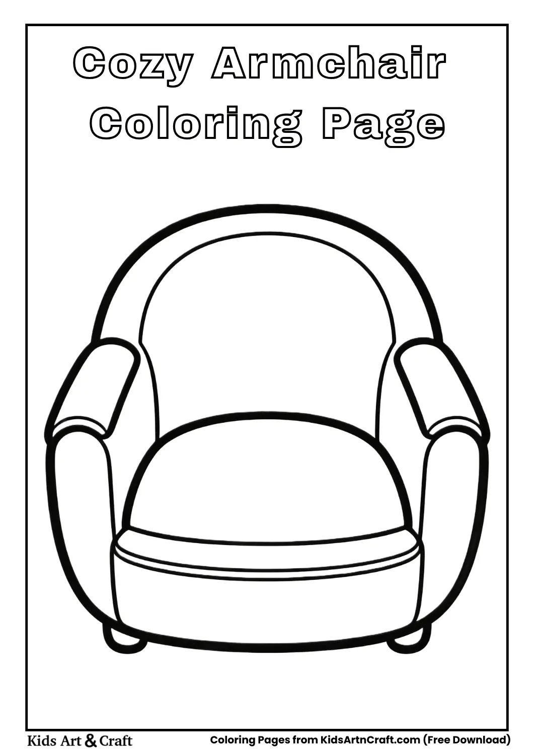 Cozy armchair black and white coloring page