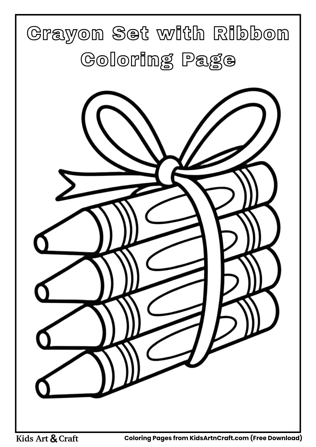 A group of crayons tied with a ribbon outline