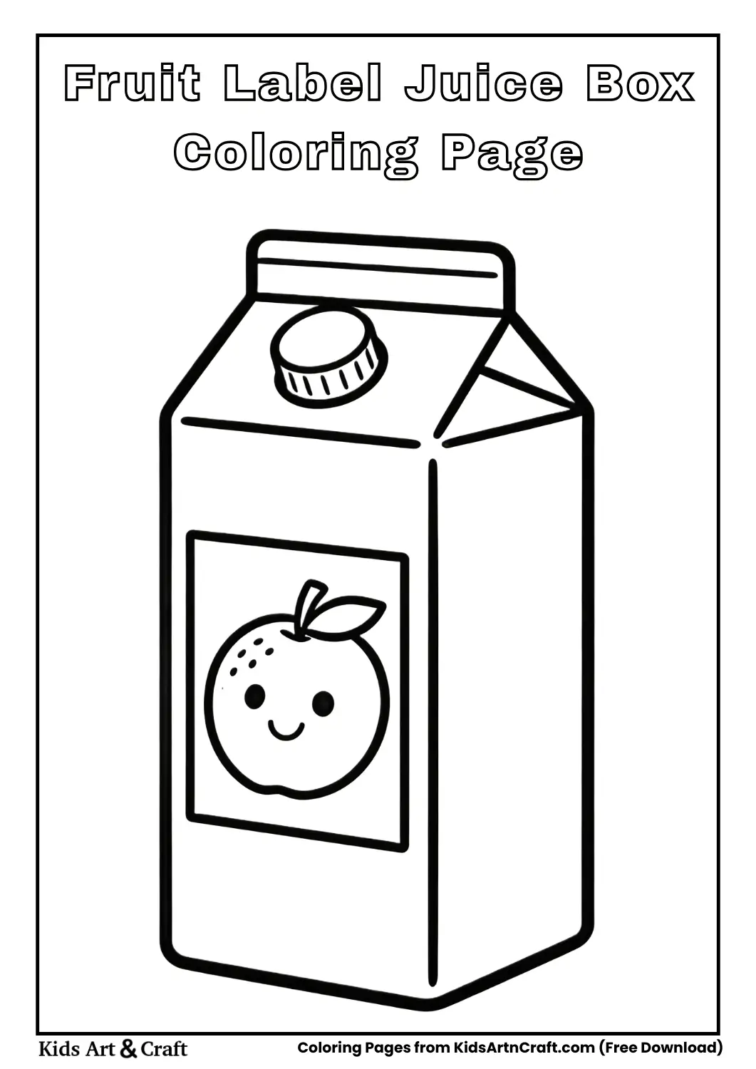 Juice box with fruit label coloring page
