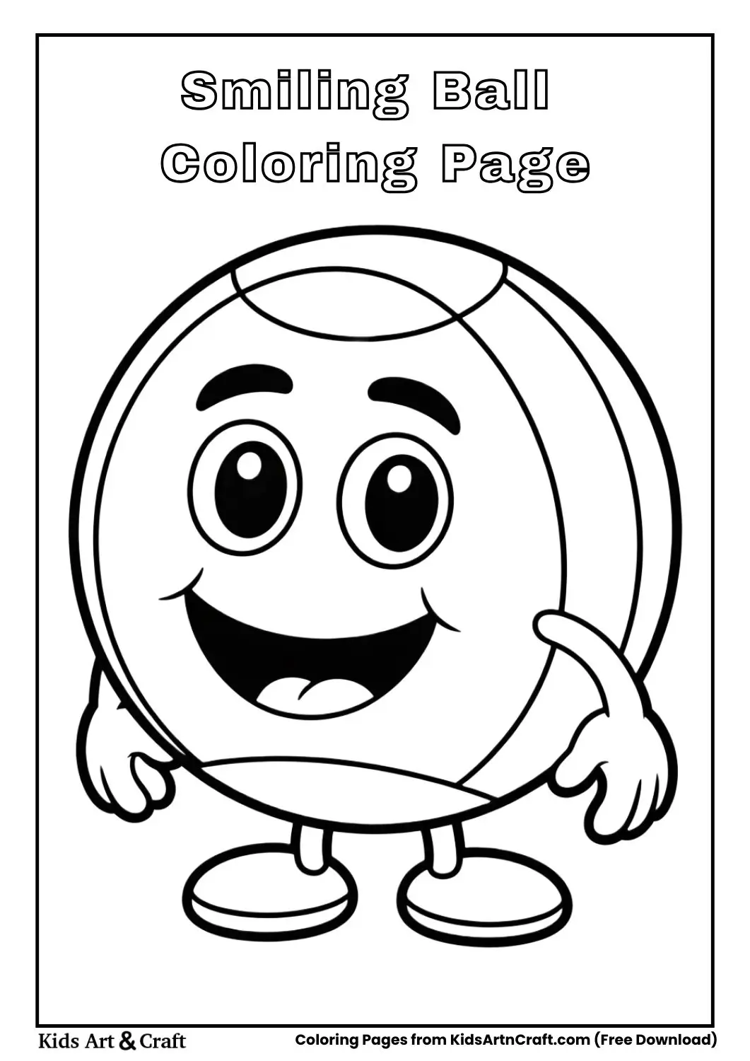 Cute smiling ball coloring page for kids