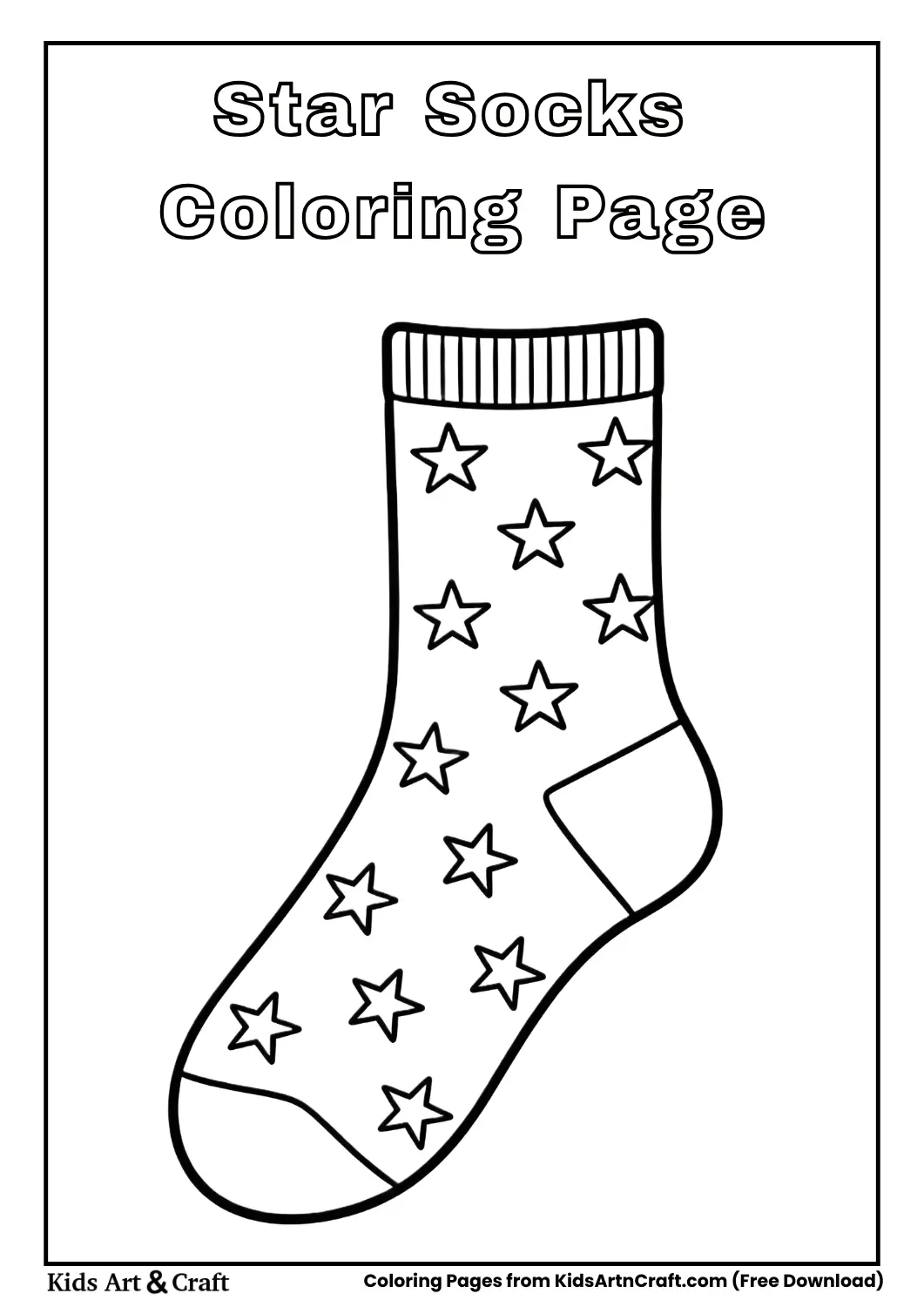 Socks with star patterns black and white coloring page