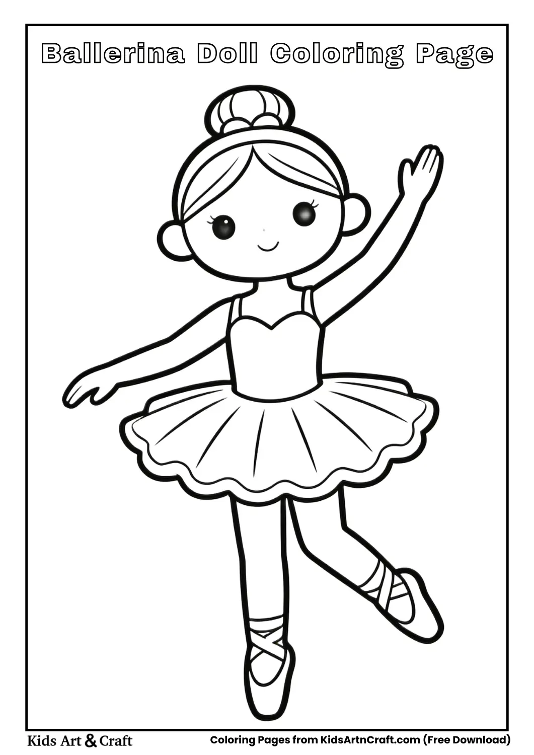Ballerina doll wearing tutu coloring page