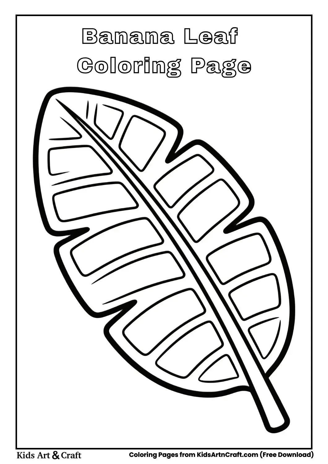 Long banana leaf black and white coloring page
