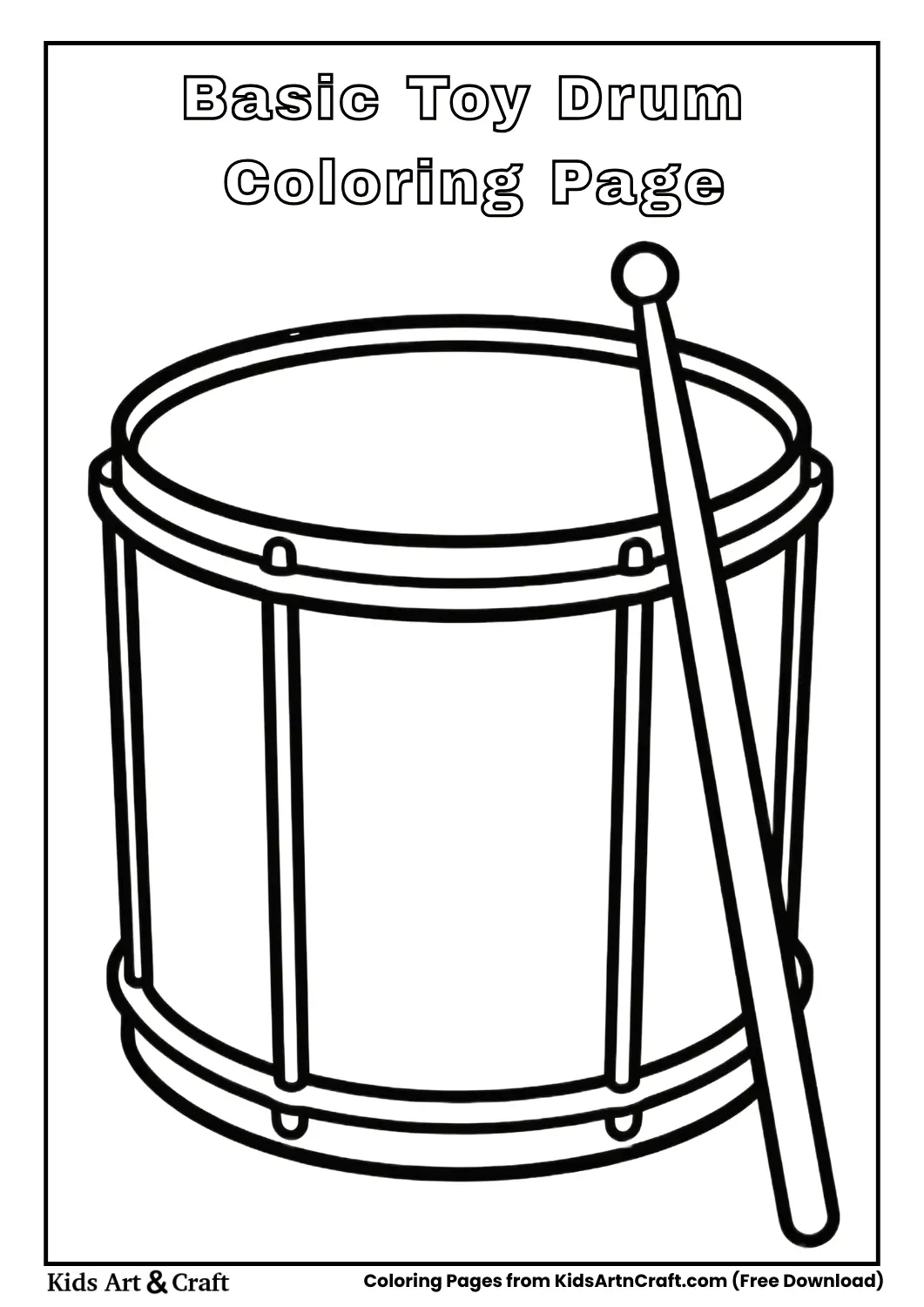 Simple toy drum with one stick coloring page