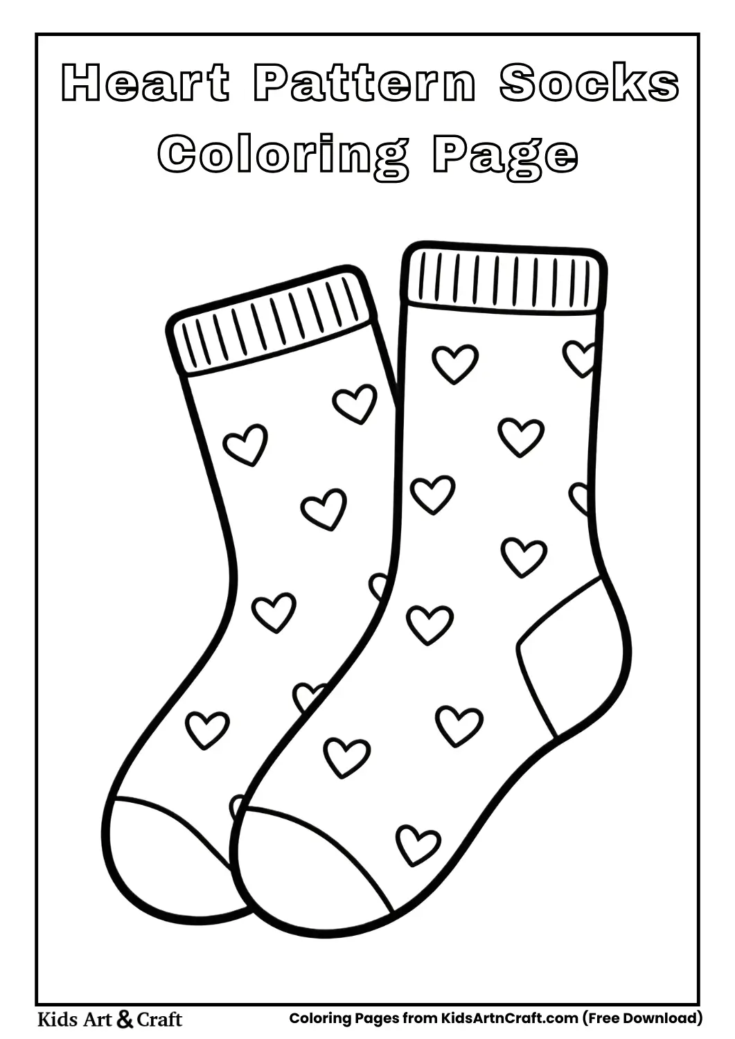 Socks with heart shapes coloring page