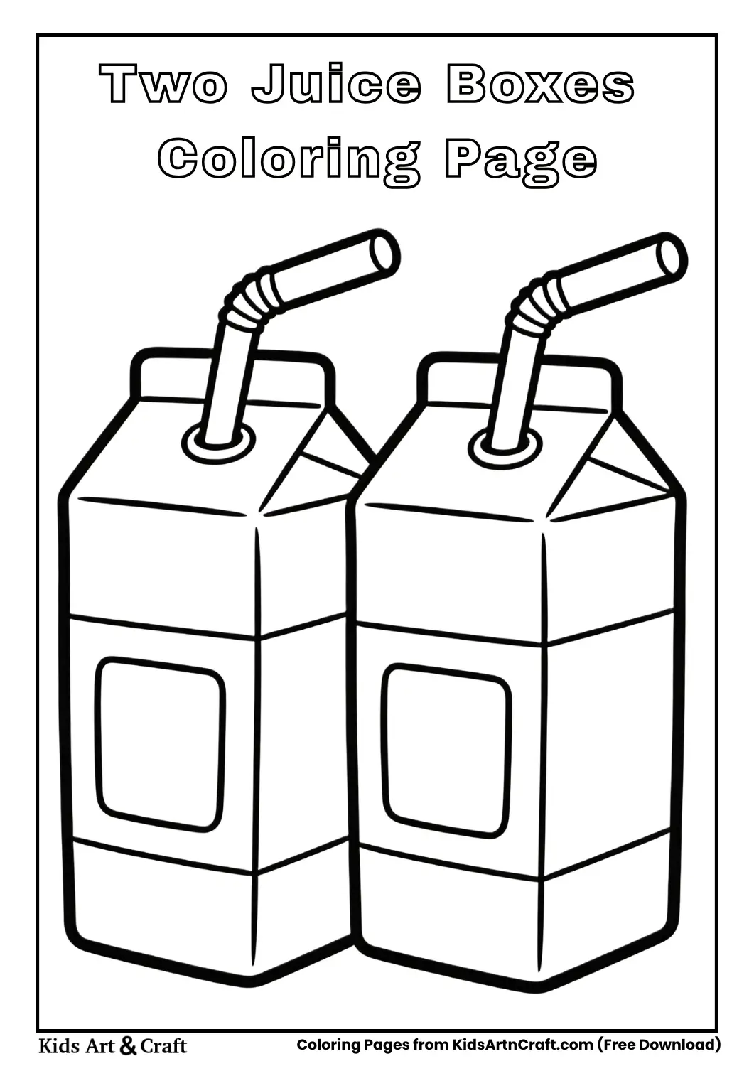 Two juice boxes side by side coloring page