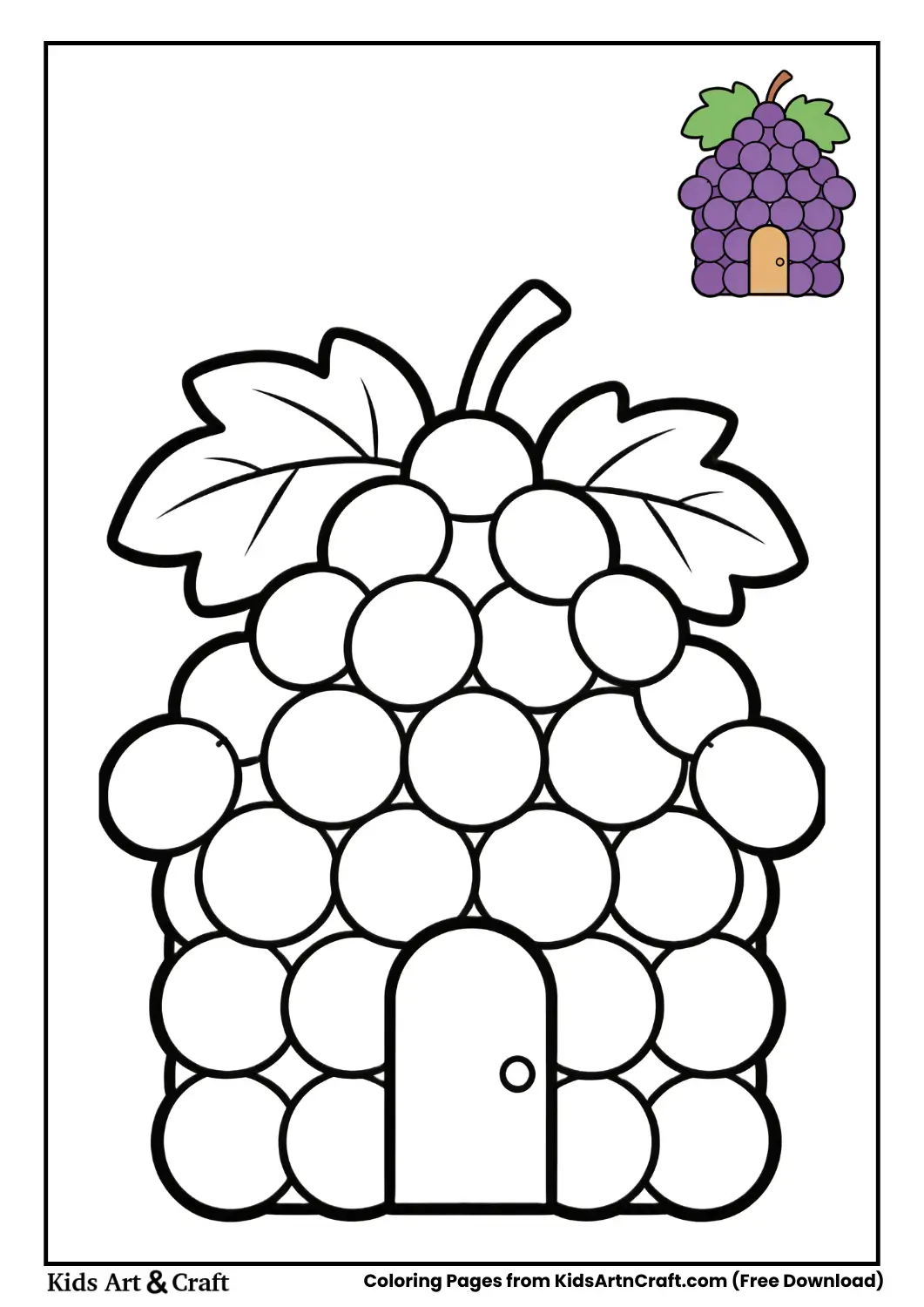 Grape cluster house coloring page with small door